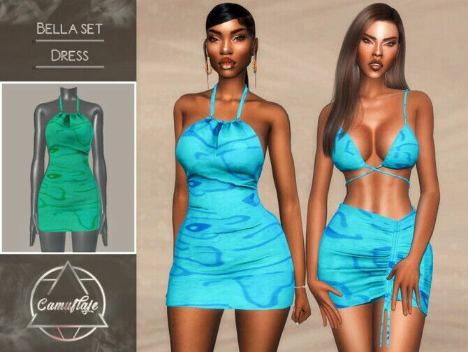Bella Set Dress By Camuflaje Sims 4 CC