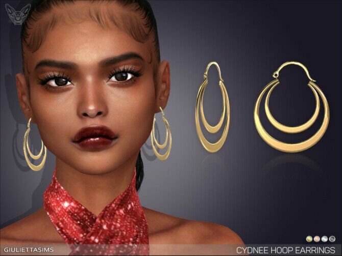 Cydnee Double Hoop Earrings By Feyona 1 Cydnee Double Hoop Earrings By Feyona Sims 4 CC