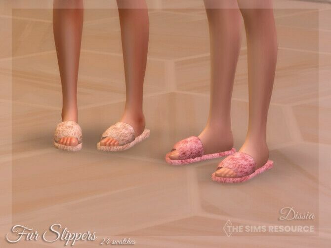 Fur Slippers By Dissia 1 Fur Slippers By Dissia Sims 4 CC
