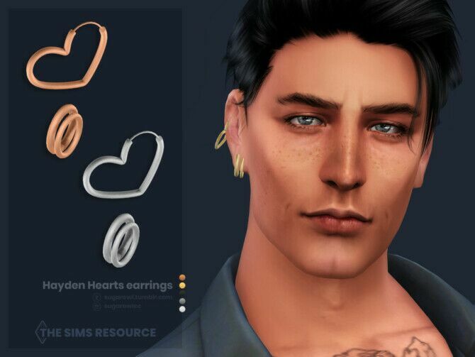 Hayden Hearts Earrings Right By Sugar Owl 1 Hayden Hearts Earrings Right By Sugar Owl Sims 4 CC