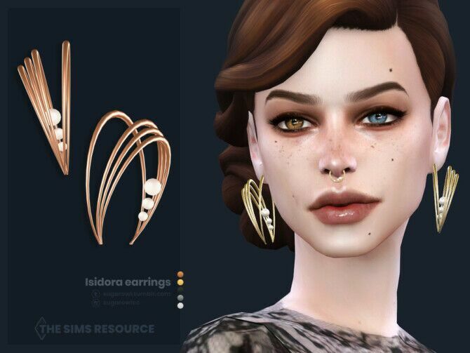 Isidora Earrings By Sugar Owl 1 Isidora Earrings By Sugar Owl Sims 4 CC