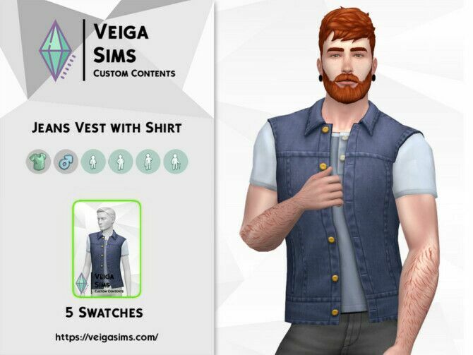 Jeans Vest With Shirt By David_Mtv 1 Jeans Vest With Shirt By David_Mtv Sims 4 CC