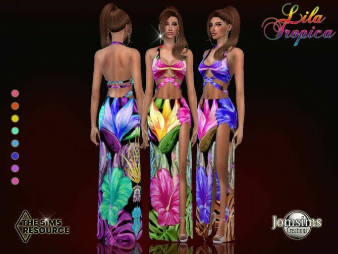 Lila Tropica Dress By Jomsims 1 Lila Tropica Dress By Jomsims Sims 4 CC