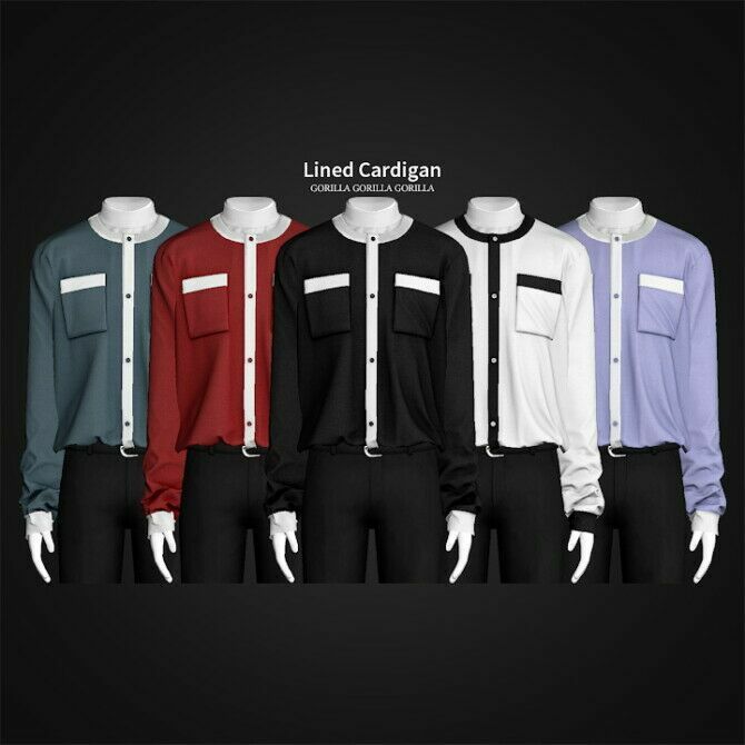 Lined Cardigan At Gorilla 1 Lined Cardigan At Gorilla Sims 4 CC