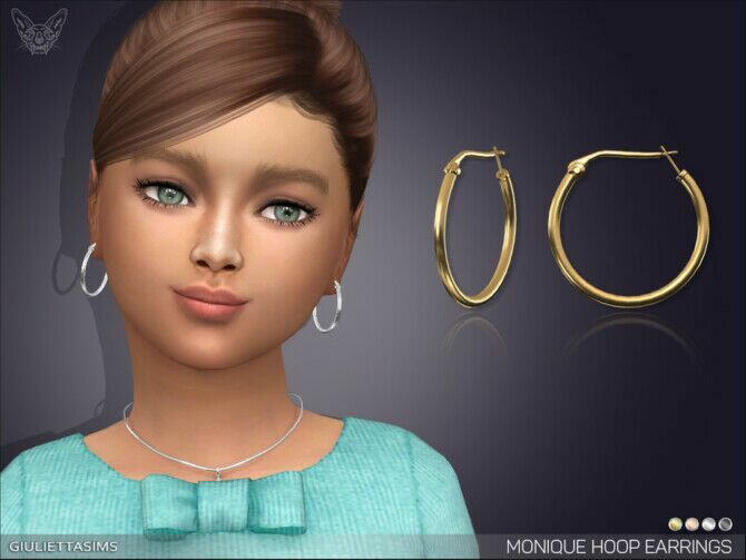 Monique Hoop Earrings For Kids By Feyona 1 Monique Hoop Earrings For Kids By Feyona Sims 4 CC