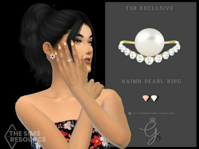 Naimh Pearl Ring By Glitterberryfly 1 Naimh Pearl Ring By Glitterberryfly Sims 4 CC