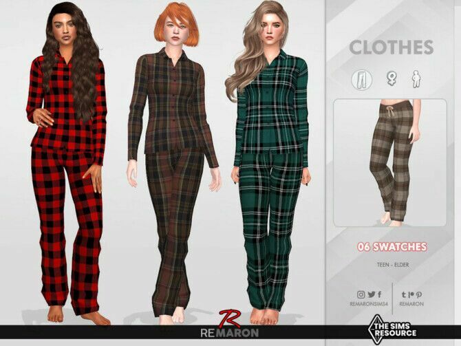 Pajamas Pants 01 For Female Sim By Remaron 1 Pajamas Pants 01 For Female Sim By Remaron Sims 4 CC