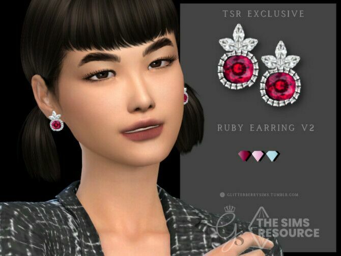 Ruby Earrings V2 By Glitterberryfly 1 Ruby Earrings V2 By Glitterberryfly Sims 4 CC