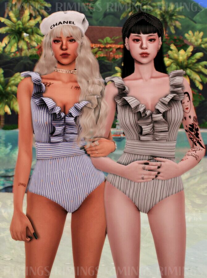 Ruffle Swimsuit At Rimings 5 sims 4 cc ruffle swimsuit at rimings 2