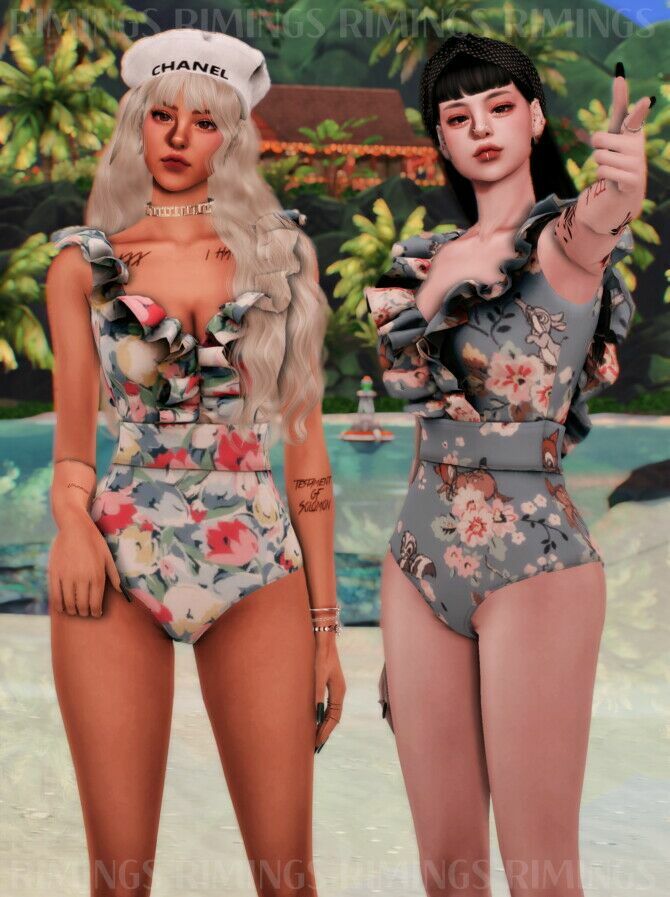 Ruffle Swimsuit At Rimings 3 sims 4 cc ruffle swimsuit at rimings 3