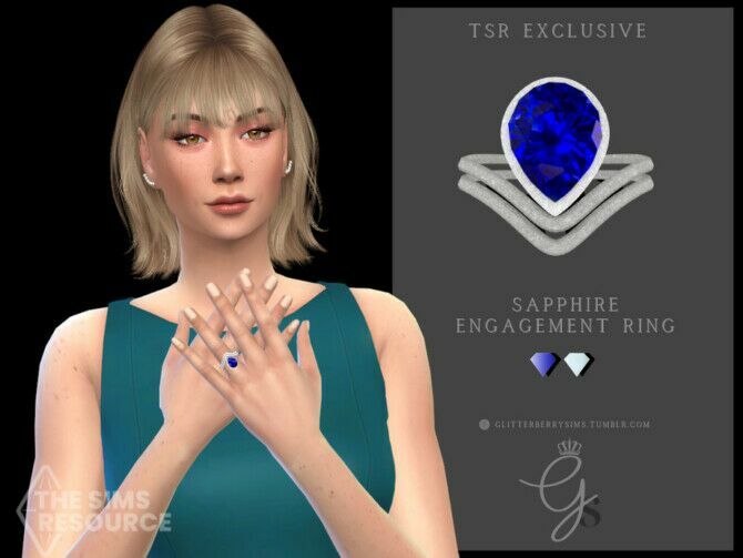 Sapphire Engagement Ring By Glitterberryfly 1 Sapphire Engagement Ring By Glitterberryfly Sims 4 CC