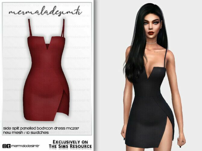 Side Split Panalled Bodycon Dress Mc237 By Mermaladesimtr 1 Side Split Panalled Bodycon Dress Mc237 By Mermaladesimtr Sims 4 CC