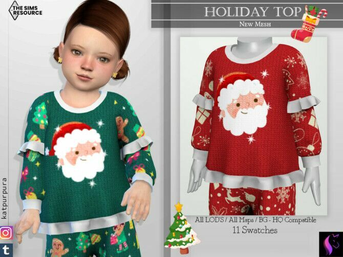 Holiday Top By Katpurpura 1 Holiday Top By Katpurpura Sims 4 CC