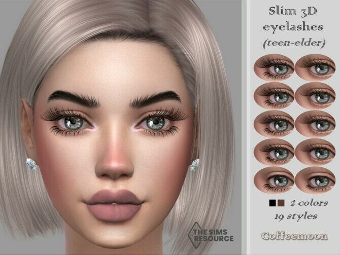 Slim 3D Eyelashes By Coffeemoon 1 Slim 3D Eyelashes By Coffeemoon Sims 4 CC