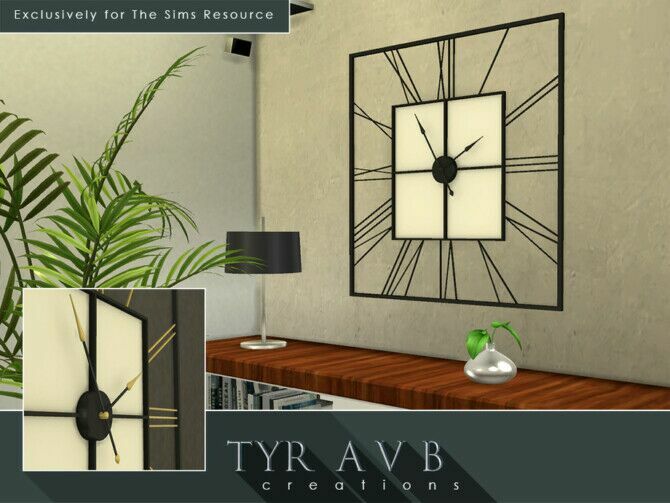 3D Square Wall Clock (Not A Decal) By Tyravb 1 3D Square Wall Clock (Not A Decal) By Tyravb Sims 4 CC