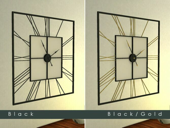 3D Square Wall Clock (Not A Decal) By Tyravb 2 sims 4 cc 3d square wall clock not a decal by tyravb 2