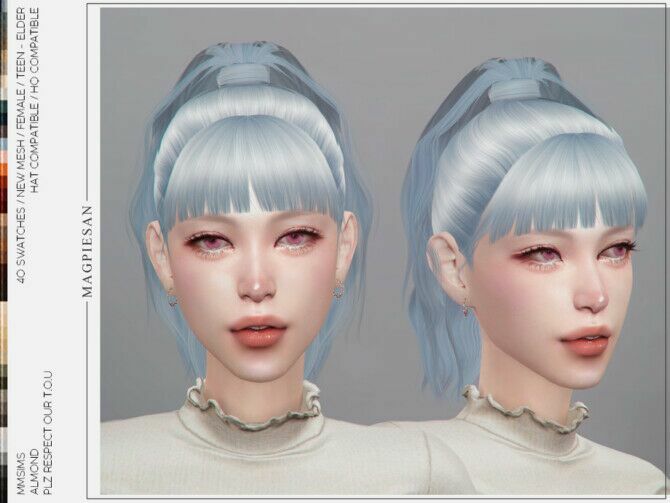 Almond Hair By Magpiesan 1 Almond Hair By Magpiesan Sims 4 CC
