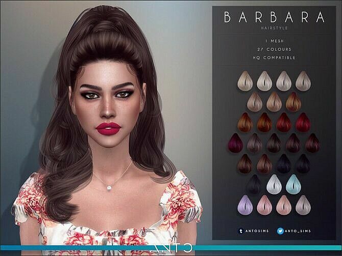Barbara Wavy Ponytail Hair By Anto 1 Barbara Wavy Ponytail Hair By Anto Sims 4 CC