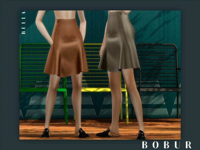 Bella High-Waisted Flared Skirt By Bobur3 1 Bella High-Waisted Flared Skirt By Bobur3 Sims 4 CC