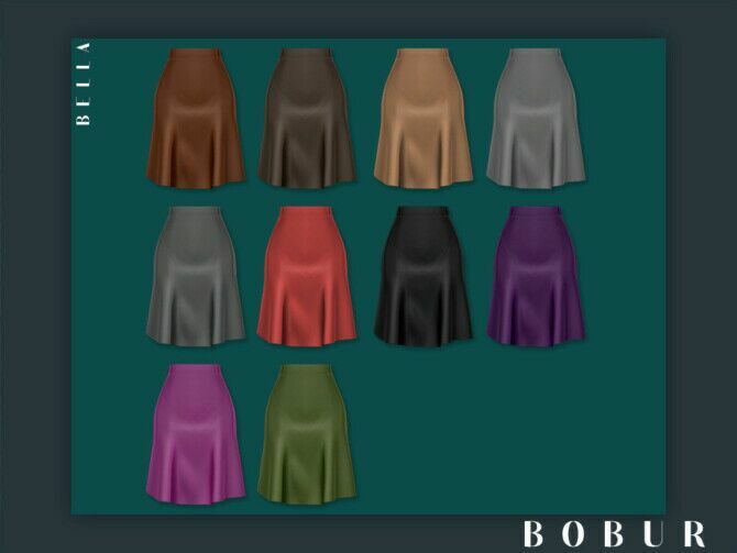 Bella High-Waisted Flared Skirt By Bobur3 2 sims 4 cc bella high waisted flared skirt by bobur3 2