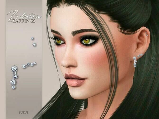 Bellatrix Earrings By Suzue 1 Bellatrix Earrings By Suzue Sims 4 CC