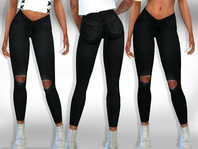 Black Ripped Jeans By Saliwa 1 Black Ripped Jeans By Saliwa Sims 4 CC