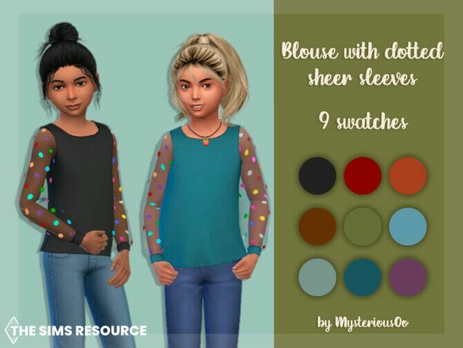 Blouse With Dotted Sheer Sleeves By Mysteriousoo 1 Blouse With Dotted Sheer Sleeves By Mysteriousoo Sims 4 CC