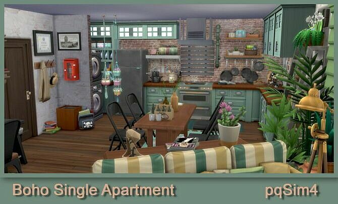 Boho Single Apartment At Pqsims4 1 Boho Single Apartment At Pqsims4 Sims 4 CC