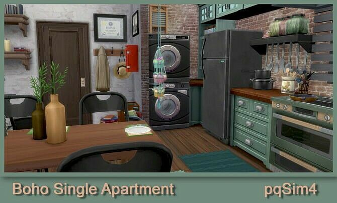 Boho Single Apartment At Pqsims4 2 sims 4 cc boho single apartment at pqsims4 2