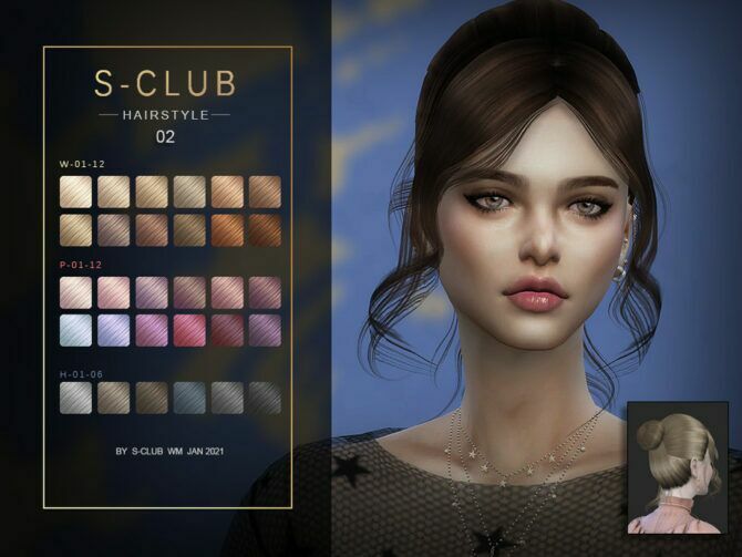 BUN With Bangs Hair 202102 By S-Club WM 1 BUN With Bangs Hair 202102 By S-Club WM Sims 4 CC