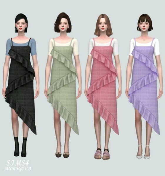 Bustier Dress With T-Shirts At Marigold 1 Bustier Dress With T-Shirts At Marigold Sims 4 CC