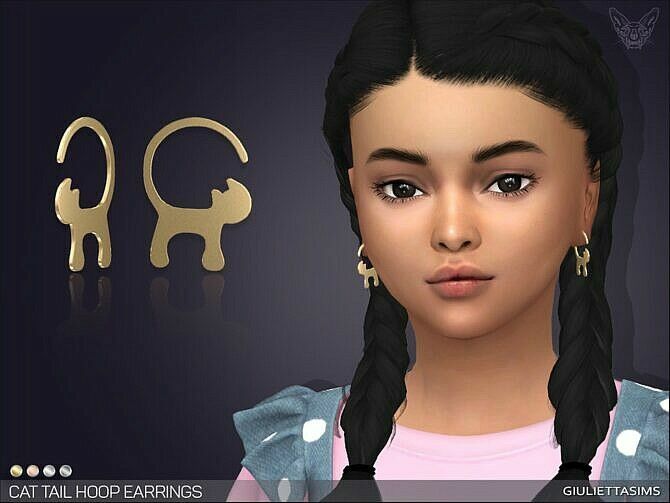 Cat Tail Hoop Earrings For Kids By Feyona 1 Cat Tail Hoop Earrings For Kids By Feyona Sims 4 CC