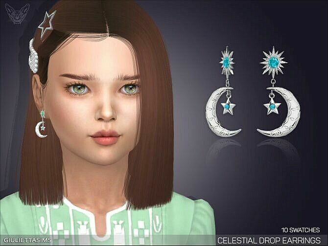Celestial Drop Earrings For Kids By Feyona 1 Celestial Drop Earrings For Kids By Feyona Sims 4 CC