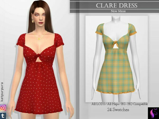 Clare Dress By Katpurpura 1 Clare Dress By Katpurpura Sims 4 CC