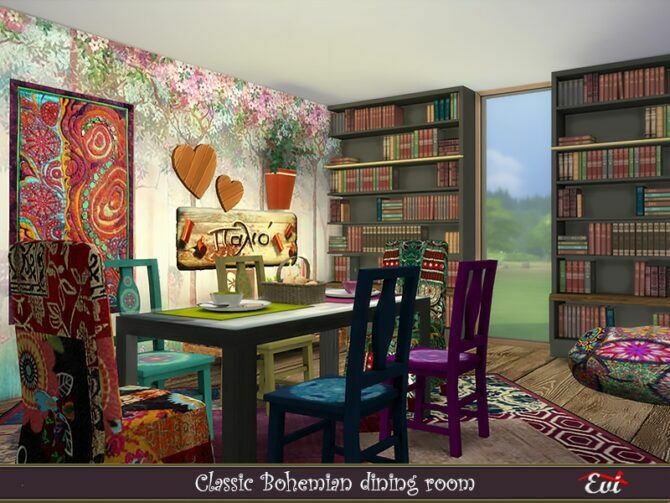 Classic Bohemian Dining Room By EVI 2 sims 4 cc classic bohemian dining room by evi 2