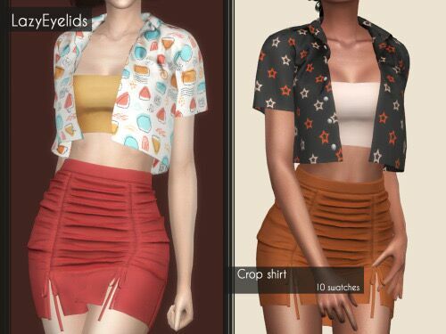 Crop Shirt At Lazyeyelids 1 Crop Shirt At Lazyeyelids Sims 4 CC