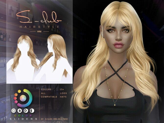 Curly Long Hair – Scarlet By S-Club 1 Curly Long Hair – Scarlet By S-Club Sims 4 CC