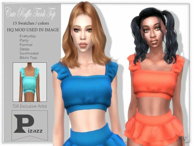 Cute Ruffle Tank By Pizazz 1 Cute Ruffle Tank By Pizazz Sims 4 CC