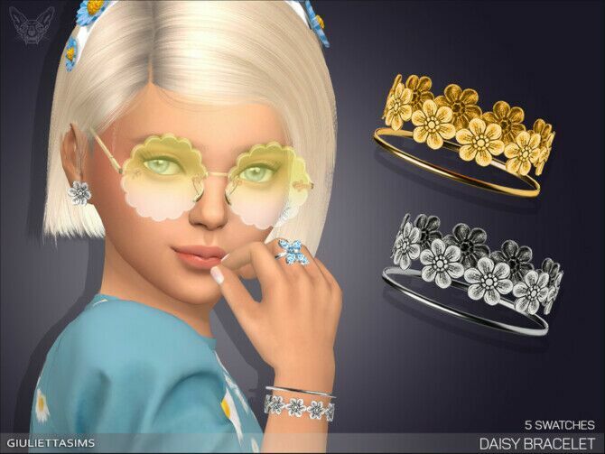 Daisy Bracelet For Kids (Right Wrist) By Feyona 1 Daisy Bracelet For Kids (Right Wrist) By Feyona Sims 4 CC