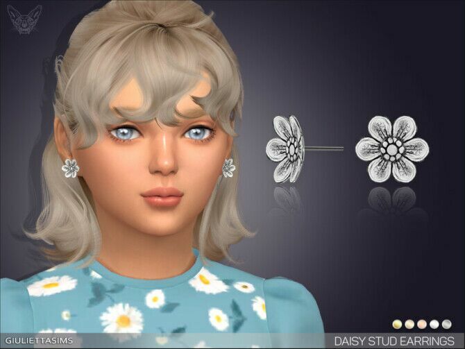 Daisy Stud Earrings For Kids By Feyona 1 Daisy Stud Earrings For Kids By Feyona Sims 4 CC
