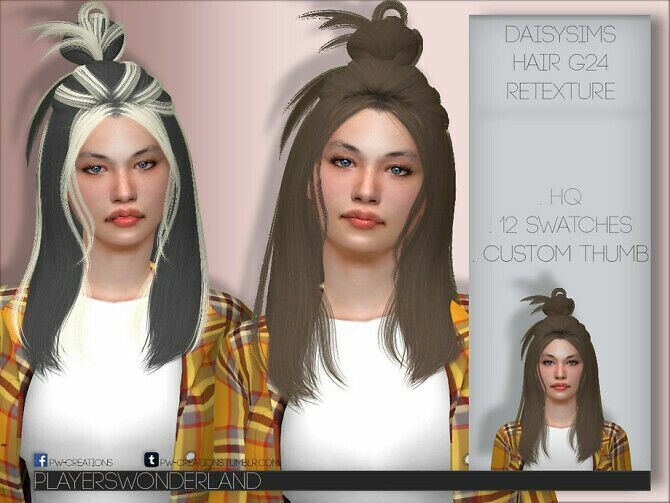 Daisysims Hair G24 Retexture By Playerswonderland 1 Daisysims Hair G24 Retexture By Playerswonderland Sims 4 CC