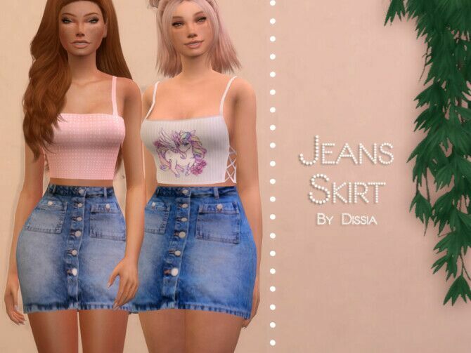 Denim Skirt By Dissia 1 Denim Skirt By Dissia Sims 4 CC