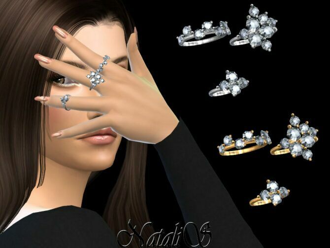 Diamond Cluster Rings By Natalis 1 Diamond Cluster Rings By Natalis Sims 4 CC