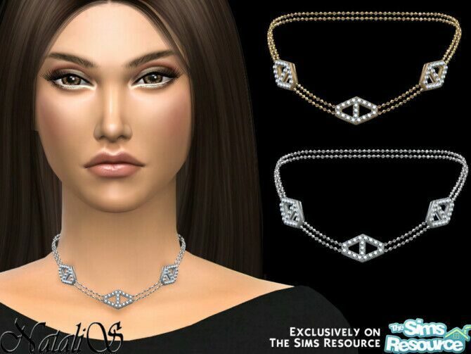 Diamond Hexagon Chain Necklace By Natalis 1 Diamond Hexagon Chain Necklace By Natalis Sims 4 CC