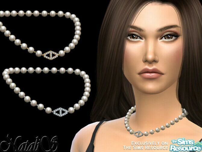 Diamond Hexagon Pearl Necklace By Natalis 1 Diamond Hexagon Pearl Necklace By Natalis Sims 4 CC