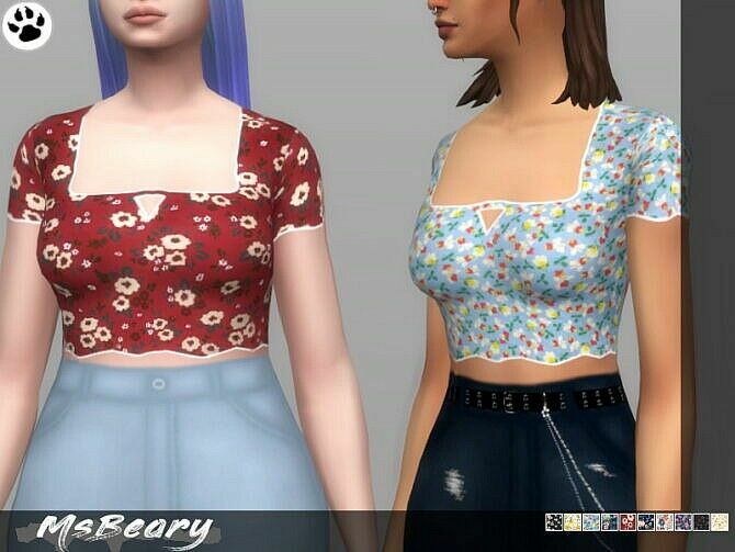 Ditsy Floral Crop-Top By Msbeary 1 Ditsy Floral Crop-Top By Msbeary Sims 4 CC