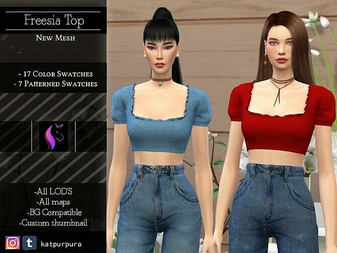 Freesia TOP By Katpurpura 1 Freesia TOP By Katpurpura Sims 4 CC