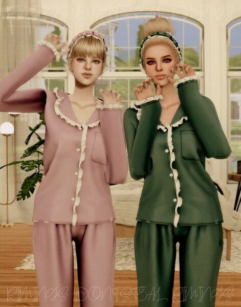 Frill Pajama SET At Rimings 1 Frill Pajama SET At Rimings Sims 4 CC
