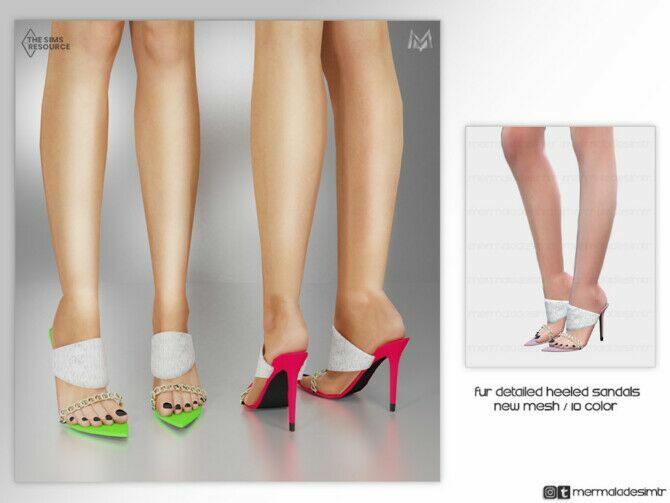 Fur Detailed Heel Sandals S01 By Mermaladesimtr 1 Fur Detailed Heel Sandals S01 By Mermaladesimtr Sims 4 CC