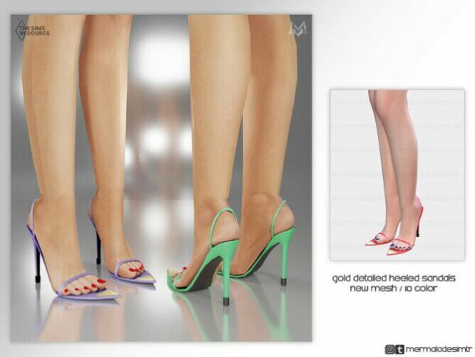 Gold Detailed Heeled Sandals S02 By Mermaladesimtr 1 Gold Detailed Heeled Sandals S02 By Mermaladesimtr Sims 4 CC